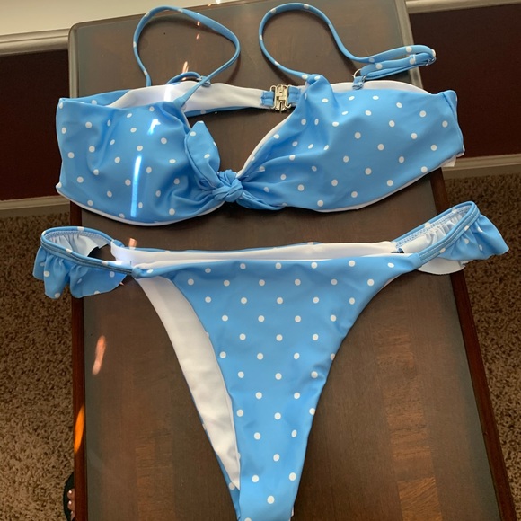 Brazilian cut bikini polka dot blue - Picture 5 of 7
